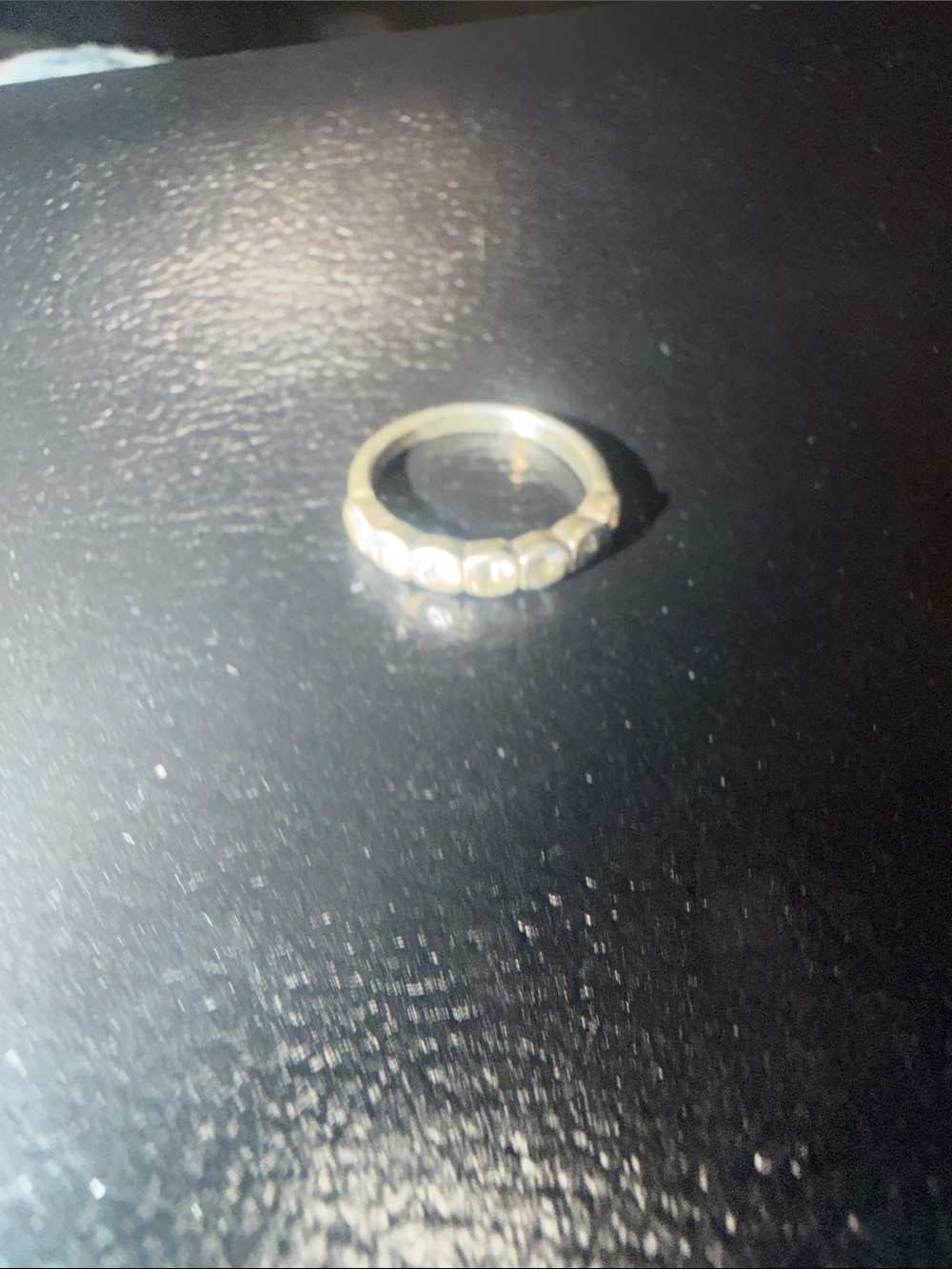 Classic Silver Band Ring with Bezel-Set Accents
